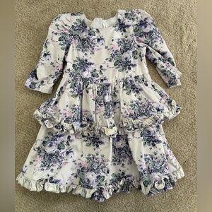 Janie and Jack Floral Ruffle Dress - Purple and White
